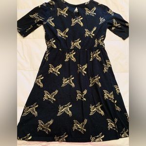 Old Navy Pegasus Horse Pattern Dress - Size Large 10/12 - Black w/ Gold …